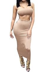 Sexy Strapless Cotton/Polyester/Spandex Sleeveless Bodycon Dress/Party Dress/Midi Dress 