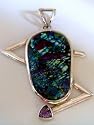 Ultra Blue Dichroic Glass and Amethyst Pendant