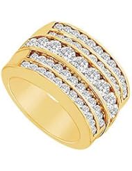 Diamond Row Ring 14K Yellow Gold - 2.00 CT Diamonds
