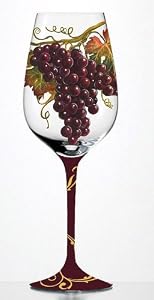 2 Assorted: Wine Collage 12oz Hand Painted Stemware Glasses