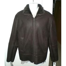 "Marc New York Spanish Lamb Shearling Mens Jacket Coat, Dark Brown, S"