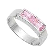 Sterling Silver Baby Ring with Pink CZ - 3mm Band Width - 4mm Face Height - Sizes: 1-4 Sterling Silver Baby Ring with Pink CZ - 3mm Band Width - 4mm Face Height - Sizes: 1-4