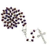 Purple Crystal Rosary with Faceted Rondell Beads in 8x6mm - 28'' Necklace - 21'' Overall Length