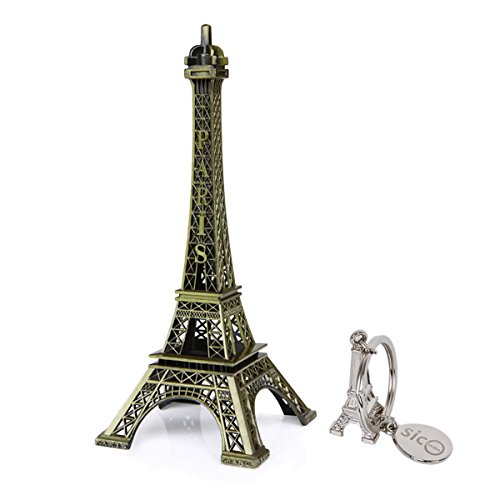 SiCoHome Eiffel Tower 7.0 inch Bronze Paris Party Figurine Small Eiffel Tower for Room, Cake Topper,Gifts,Party And House Decoration