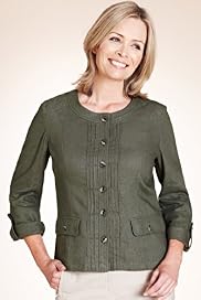 Linen Blend Panelled & Pintuck Jacket