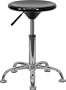 Black Plastic Adjustable Stool with Brushed Aluminum Heavy Duty Base [BT-131-1-GG]
