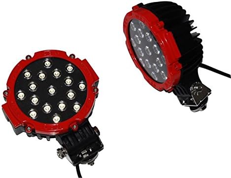 ZHEXUAN 2x 51w Red Round Led Work Light Spot Work Off Road Fog Driving Roof Bar Bumper for 4x4 Offroad Trucks SUV ATV UTV Boat Jeep