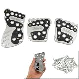 Car Truck Metal Plastic Pedal Cover Silver Tone Black by uxcell
