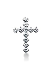 14K White Gold Round Diamond Prong Set Cross Pendant (5.50ct)