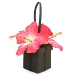 KARIN'S GARDEN - Black Satin Petite Handbag with Silk Hibiscus