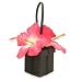 KARIN'S GARDEN - Black Satin Petite Handbag with Silk Hibiscus