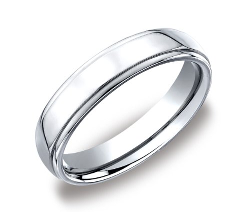 Cobalt 5mm Comfort Fit Mens Wedding Band Featuring a High Polish with Fine Drop Cut On Sides, Size 10.5