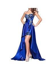 Strapless  Lace-Up Beaded  Asymmetric Sequined  Sweetheart Cocktail High-Low-Hem Metallic/Polyester/Satin  Ball Gown Evening Dress/Maxi Dress  With Rhinestones and Ruffles