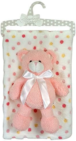 Stephan Baby Super Soft Multi Dot Fleece Blanket and Floppy Bear Gift Set, Pink by Obsolete