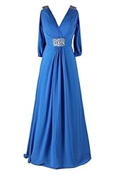 V-neck  Draped Mother-of-the-Bride Dress  With Rhinestones