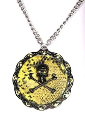 Rocker Jewelry Yellow Snakeskin Leather Skull Crossbones Medallion