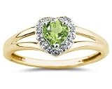 Heart Shaped Peridot and Diamond Ring