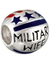 Kera "Military Wife" Enamel Bead in Sterling Silver - Fits Most Pandora Bracelets