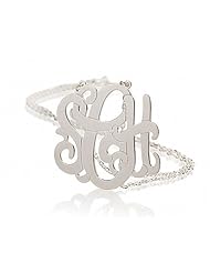 Monogram Necklace Sterling Silver Personalized Name Necklace
