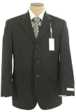 Michael Kors Mens Single Breasted 3 Button Black Pinstripe Wool Suit - Size 42S