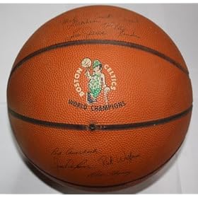 Boston Celtics World Champions Signed Basketball: Red Auerback, John Havlicek, Bill Russell, Rick Weitzman, Don Chancey, Mal Graham, Emmett E. Bryant, Sam Jones, Tom Satch Sanders, Bailey Howell, Dick Griebel, Larry Siegfried, Don Nelson, Rick Johnson (16 Signatures in All)