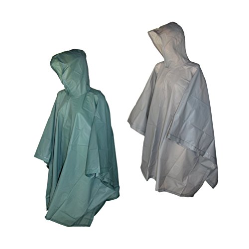 Totes 2 Pack Waterproof Rain Ponchos (Smoke & Green, One Size)