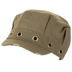 New Cotton 7 Pleat Cadet Military Newsboy Cap Hat Brown