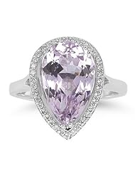 0.19 Cts Diamond & 6.70 Cts Kunzite Ring in Silver