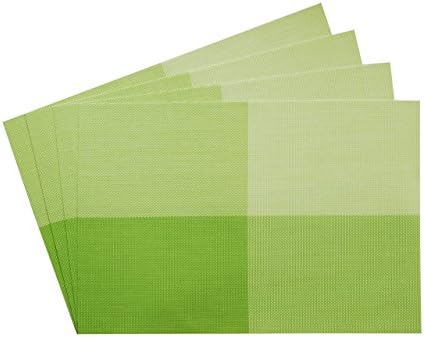 Set of 4 Placemats for Dining Tables Washable and Durable PVC (Green)