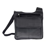 Black Piel Leather Slim Line Sling Mail Bag
