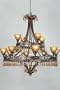 Twelve - light Hand - painted Chandelier, 57"Hx50"W, ESPRESSO