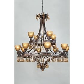 Twelve - light Hand - painted Chandelier, 57"Hx50"W, ESPRESSO