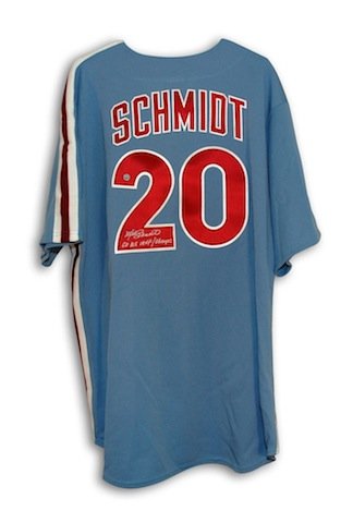 Mike Schmidt Signed Philadelphia Phillies Blue Majestic Jersey - 80 WS MVP-Champs
