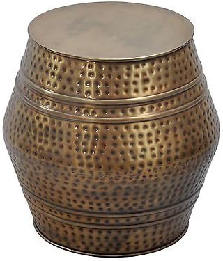 HorizonInterseas H-1199 Moroccan Hammered Stool, Anti-Gold