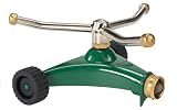 Dramm 15054 ColorStorm Premium 3-Arm Whirling Sprinkler with Heavy-Duty Metal Wheeled Base, Green