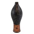 Handcrafted Black And Ochre Terracotta Hurricane Vase With Tribal Band