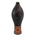 EXP Handcrafted Black And Ochre Terracotta Hurricane Vase With Tribal Band