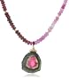 14k Yellow Gold Multi-Ruby and Watermelon Tourmaline Necklace, 18"