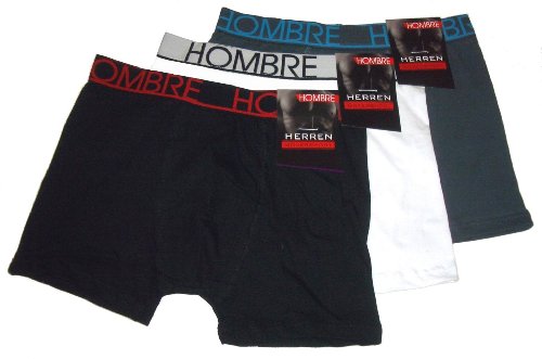 3 er Set Herrenboxer-Retroshorts von Hombre, Baumwolle mit 5% Elasthan in 2 Farbvarianten
