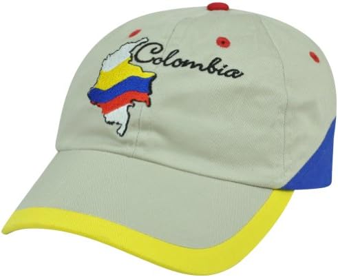 Hat Cap Garment Wash Gorra Colombia Country Flag Velcro Adjustable Curved Bill