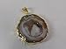 Agate Pendant Jewelry, Geode Slice, a Unique Polished Natural Stone from Brazil, with a Center of Druzy Crystals, Medium Size Between 1 1/4