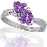 10k White Gold Amethyst and Diamond Heart Ring (.02 cttw, I-J Color, I1 Clarity), Size 8