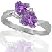 10k White Gold Amethyst and Diamond Heart Ring (.02 cttw, I-J Color, I1 Clarity)