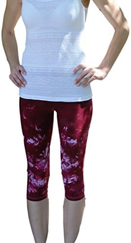 Women's Cosmic Swirl Burgundy Red 17" Tie Dye Crop Leggings Small