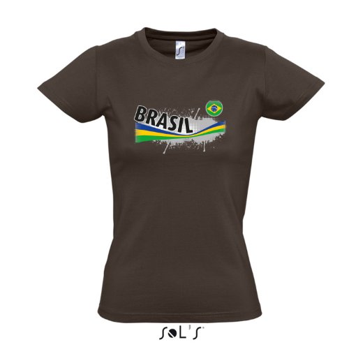 Fanshirt-Damen BRASIL, Brasilien Ländershirt EM / WM Trikot S-XXL , Chocolate , M