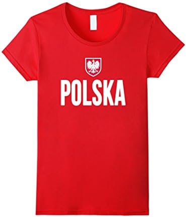 Women's POLSKA T-shirt 2016 2017 Poland Coat of Arms Polish Eagle Small Red