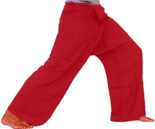 Best Thai Fisherman Wrap,Yoga,Massage,Pregnancy Pants/Waist up to 50"TRUE RED