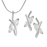 Tressa Sterling Silver Marquise Cut CZ Necklace and Earring Set