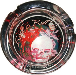 Detail image Generic Red Skull Glow In The Dark Glass Ashtray