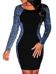 Girls Long Sleeves Above the Knee Stretchy Denim/Polyester/Spandex Bodycon Dress/Mini Dress 